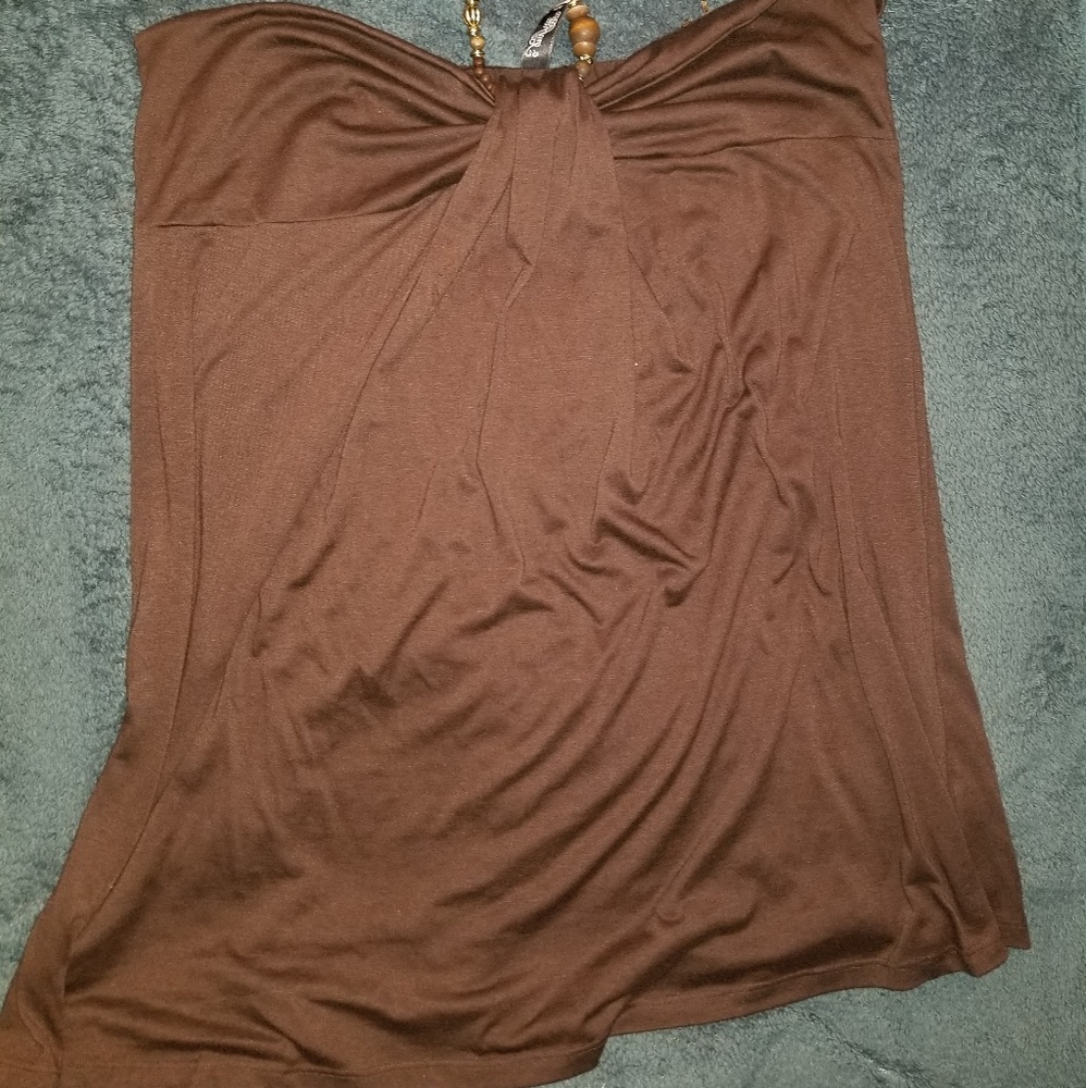 *SOLD* Brown halter shirt/dress - Picture 4 of 8